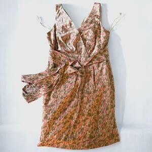 Talbots Floral Wrap Mini Dress in Pink and Green